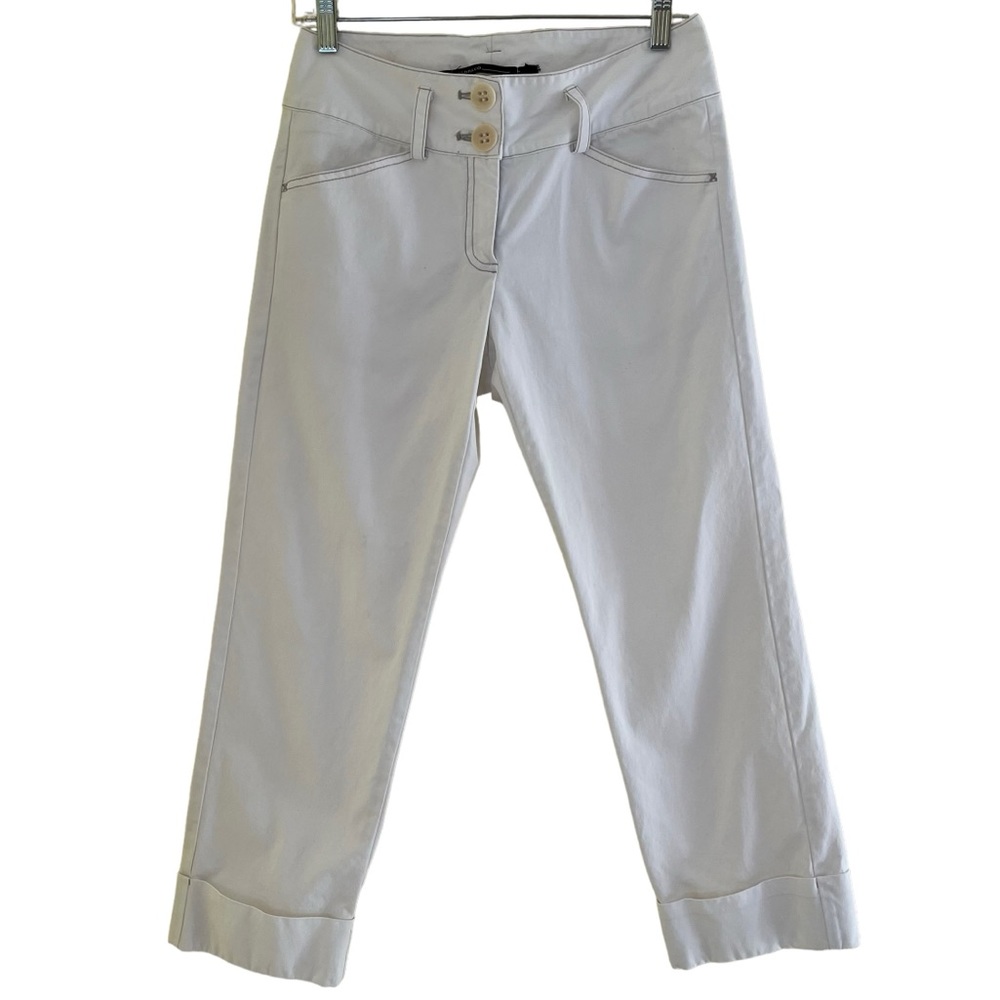 Isda & Co Creamy White Double Button Cropped, Cuffed Wide Leg Lean 2